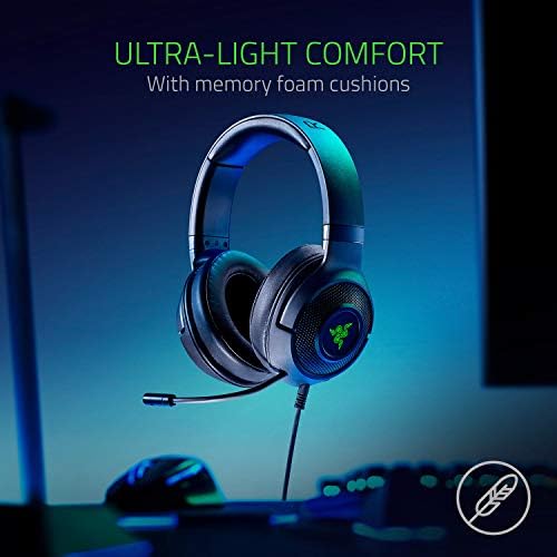 Razer Kraken X USB Ultralight Gaming Headset: 7.1 SIRONG SOM - Frame leve - para PC - Classic Black + Base Station V2 Chroma