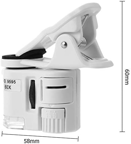 Guoshuche Universal 60x Microscópio Microscópio LED Instrumento LED Macro Lente Zoom óptico com Micro Câmera Clip Instrumento óptico para observação natural/inspeção de peças