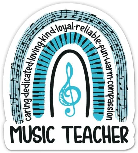 Adesivo de professor de música - adesivo de laptop de 3 - vinil à prova d'água para carro, telefone, garrafa de água - decalque de professor de música arco -íris