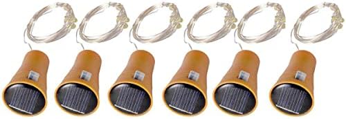 6 pacote 10 LED LUZES DE VINHO SOLAR VINHO Mini Luzes de cordas de fada Fios de cobre, luzes de vinhos de vinho solar