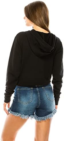 Sheismine Mulher Crop Hoodie Pullover - Casual French Terry Manga Longa Corte Top Basic Active Running Yoga Sweatshirt