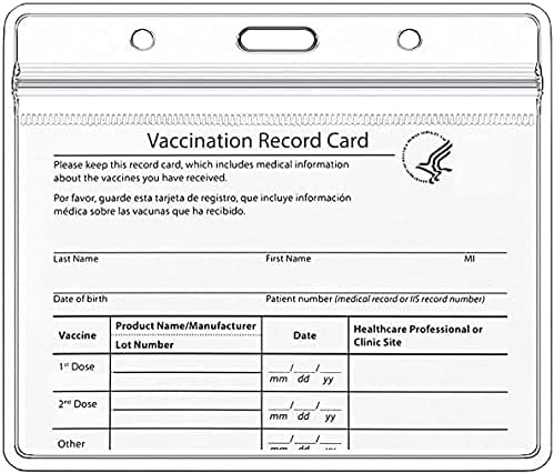 4x3 polegadas de manga Cartão Protetor de imunização Record titular Clear Reutilable Card Sleeve com zíper selvagem
