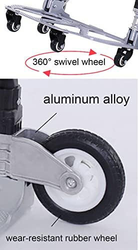 Caminhão de mão portátil com 4 rodas giratórias e 2 rodas de borracha Carrinho de bagagem de alumínio com alça telescópica