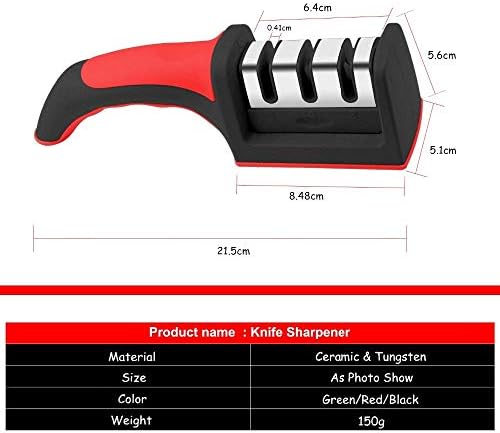 Apontador de faca de 3 estágios com mais 1 Substitua a ferramenta de afiações de faca de cozinha manual de Substitua para todas as facas, verde
