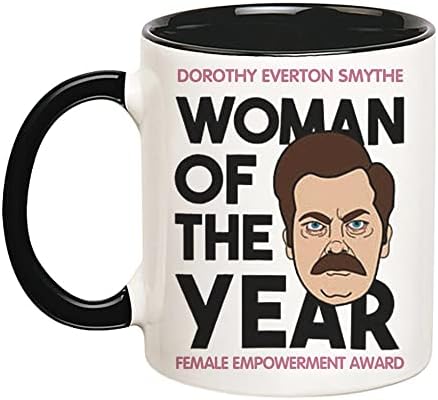 FoNhark - Funny Ron Swanson Woman of the Year Caneca, Dorothy Everton Smythe Female Empowerment Award, 11 oz de caneca de café/xícara