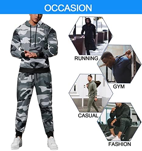 Coofandy Men's Tracksuit de 2 peças de moleta de capuz conjunta