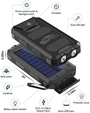 3-Packs 20000mAh Solar Telefone Charger Bundle Blue com carregador solar Black and Orange