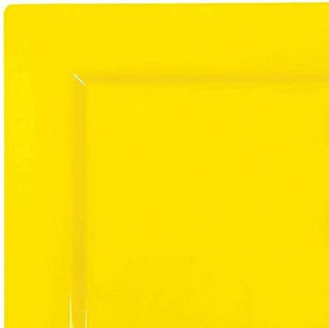 Kaya Square Plastic Dining Plate - 9,5 | Amarelo | Pacote de 10
