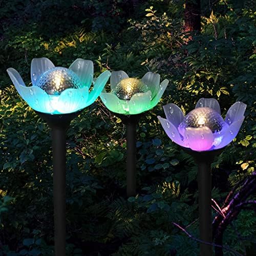 Kinna Solar Garden Lights - 6 embalagem decorativa quente branca e multicolorida Luzes de lótus LED LUZES SOLAR LUZS