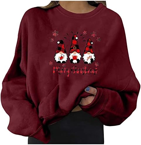 Tops de Natal para mulheres Floco de neve Turtleneck Slaves Longo Moletom Festas de férias Supulações Tunic Tops Tops