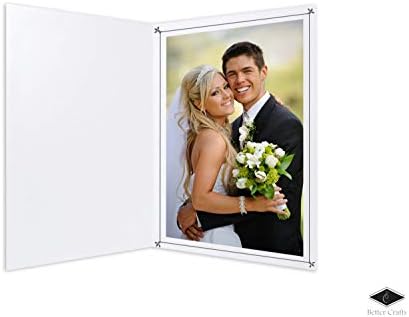 Better Crafts Pasta de fotografia de papelão 4x6 - Pasta de cartão branco com belo design de prata - ótimo para fotos de casamento,