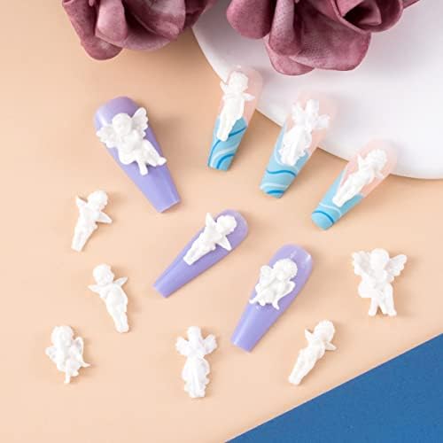 Pagow 90pcs retro barroco 3D Angel Angel Baby Nail Art Acessórios Acessórios de cupido fofo Anjo branco para Manicure Diy Decoração