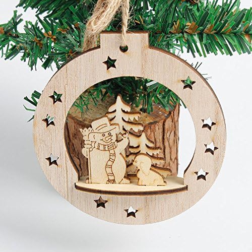 Ornamento Os enfeites de floco de neve decoração de madeira pendurada na árvore rústica decoração de casa pérola para peças centrais