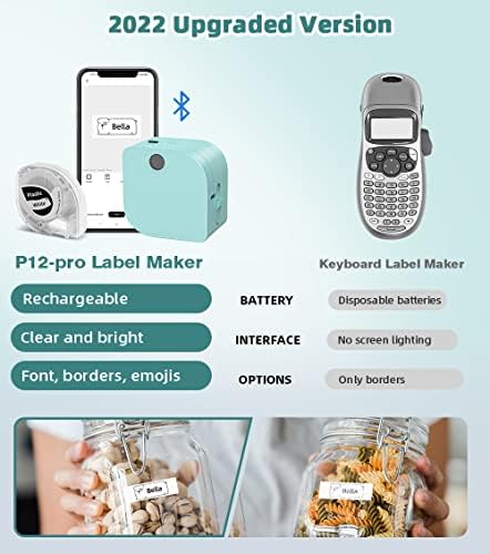 Fabricante de etiquetas Phomemo, P12 Pro Label Printer Small Printer Handheld Bluetooth Maker Machine com fita, mini impressora