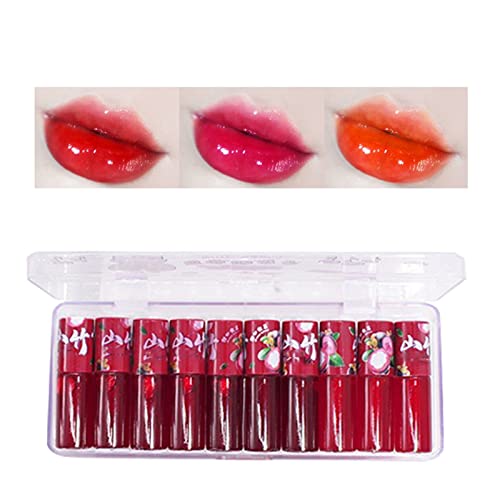 Lip Gloss for Little Girls 2 Conjunto de 10 esmaltes de frutas de frutas criativo para uso diário de veludo batom líquido Cosméticos clássicos à prova d'água clássica Longa duradoura suave color