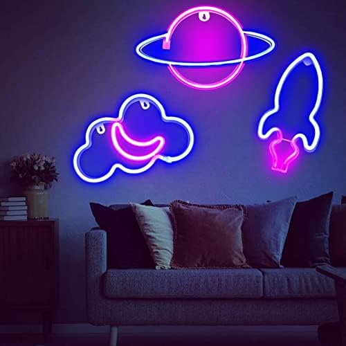 3 PCs Cloud e Moon LED NEON Light, LED Sinais noturnos decorativos de néon, Signo de néon Light Up para o quarto Decoração Luzes de neon LED NUVENS SIGNA