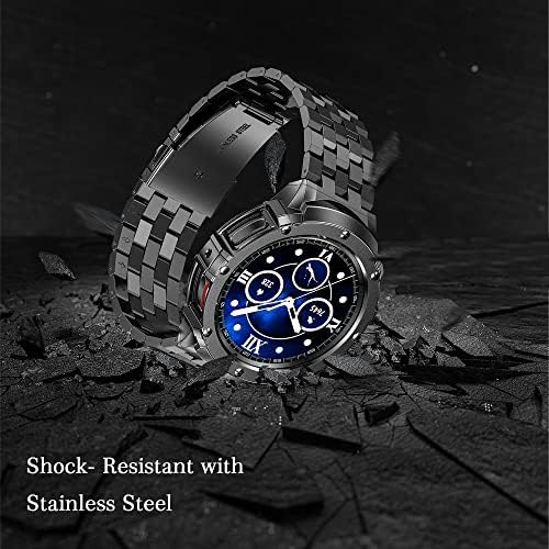 Galaxia de aço inoxidável AmzRelógio 5 Pro Band com caixa compatível com Samsung Watch 5 Pro 45mm, Rugged Metal Watch Band com tampa protetora de capa de pára -choque
