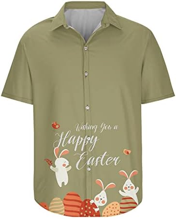 Camisas de Páscoa para homens Camiseta gráfica fofa Camiseta curta Tees de lapela de top top havaian Bloups Plus Tamanho