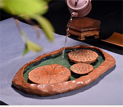 Novo panela de cerâmica grossa com bolha seca lótus folha de chá pequeno bandeja de chá mesa de chá portador mão vidro vidratild