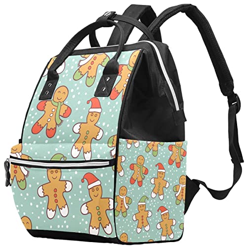 Padrão azul fofo com ginger -pão de fraldas bolsas de fraldas mochila mamãe mochila de grande capacidade bolsa de enfermagem bolsa de viagem para cuidados com o bebê