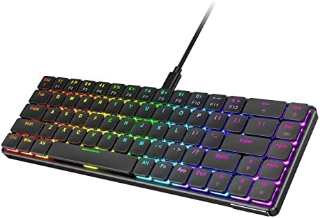 Teclado mecânico RGB com fio Simgal, teclado de jogo de baixo perfil de baixo perfil com 69 chaves e luz de fundo RGB para Mac Windows PC