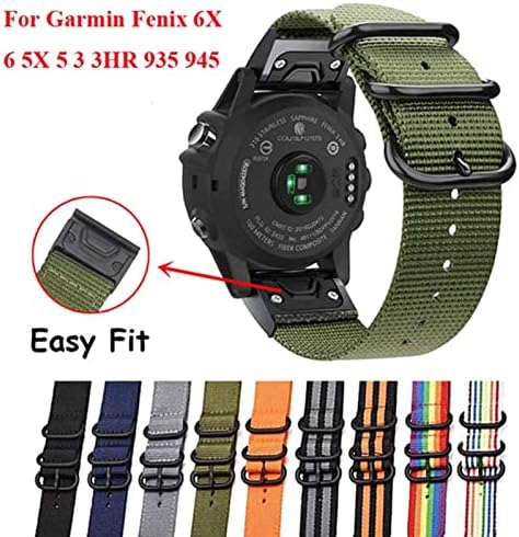 XJIM 22 26mm 26mm de nylon watch band strap para Garmin Fenix ​​6x 6 Pro Smart Watch Easy Fit Band para Fenix ​​5x