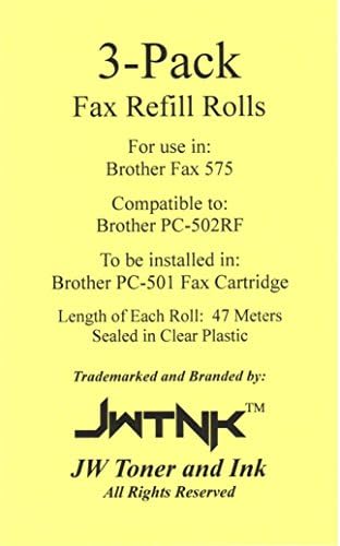 3 pacote de pc-502rf Film Film Rolls Rolls Compatível com Brother Fax 575