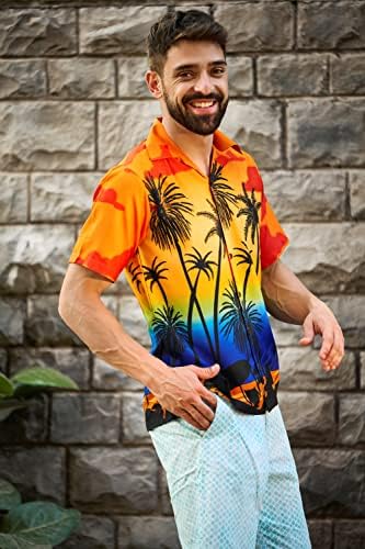 Camisas havaianas Alvish para homens botão casual de palmeira tropical para baixo de manga curta
