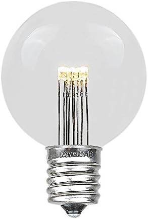 Luzes de novidades 25 Pacote de pacote G50 Globo de pátio ao ar livre lâmpadas de substituição, branco quente, base E17/C9, 1 watt