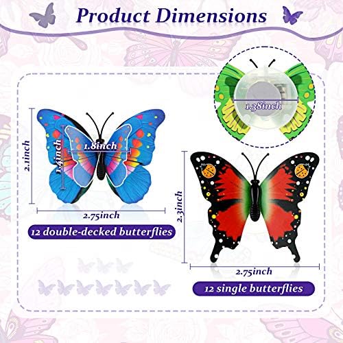 Honoson 3D LED Butterfly decoração noturna adesiva leve e dupla de parede dupla para o jardim quintal para festa festiva