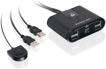 IoGear USB 2.0 2x4 Hub de comutação periférico - 2 PC Compartilhe para 4 dispositivos USB - até 480Mbps - Charagem