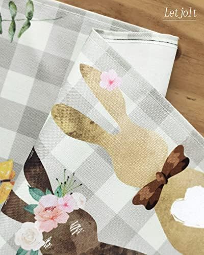 Letjolt Rabbit Flower Table Runner Runner Buffalo Plaid Table Runner 72 polegadas Primavera Decoração da mesa sazonal de verão