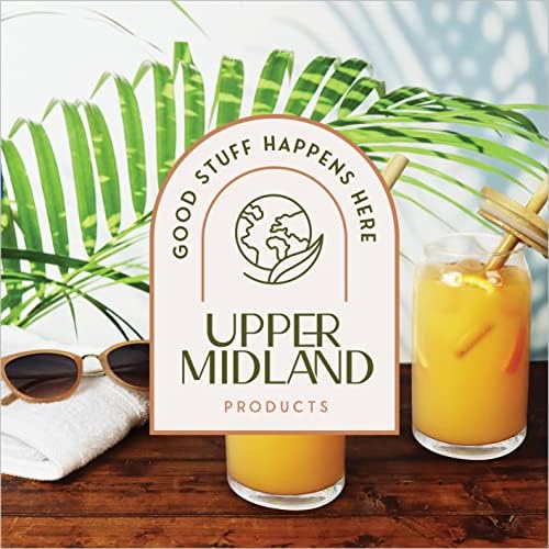 Upper Midland Products 16 oz de lata de cerveja com tampas e canudos de bambu - conjunto de 4 peças - copos de bebida perfeitos
