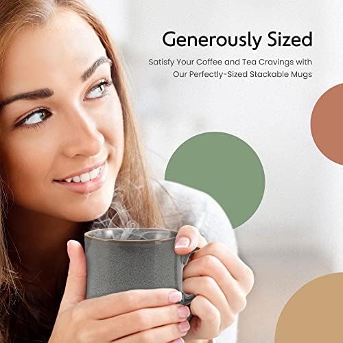 Conjunto de canecas de café empilhável do Atelier Americano | Cerâmica Multi-Color 4 xícaras para bancada de cozinha, mesa,
