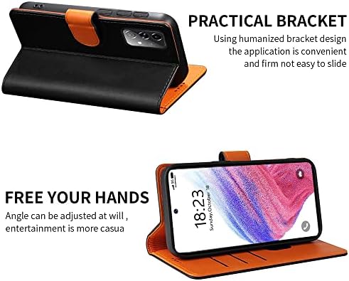 IWEoco Samsung A53 5G Caixa Carteira de couro genuíno Flip com bloqueio RFID Kickstand forte fecho magnético fechamento