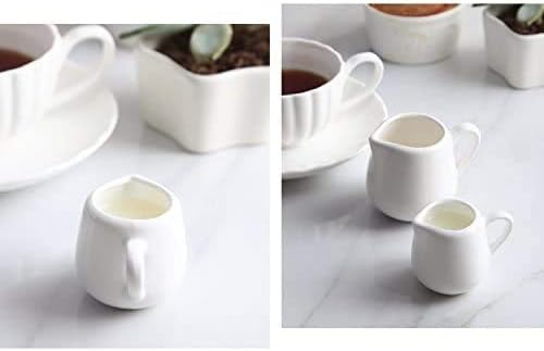 Sizikato 2pcs Mini Creme de cerâmica branca pura clássica com alça, jarro de creme de leite de café pequeno. 2oz