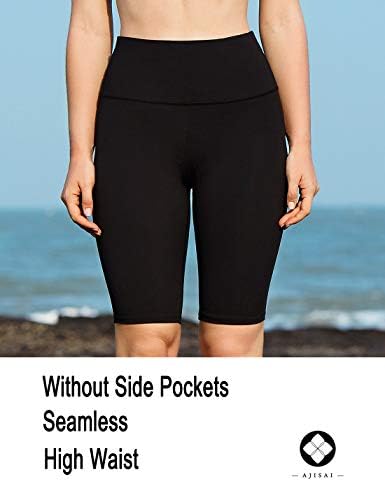 Ajisai feminino 8,5 polegadas Pro Compressão Yoga Running Workout Biker Shorts com bolsos laterais