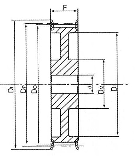 Ametric 8m60x50 Aço Htd Polia de tempo com flange, pitch de 8 mm, 60 dentes, para correia de 50 mm de largura, 18 mm +/- 1 mm de