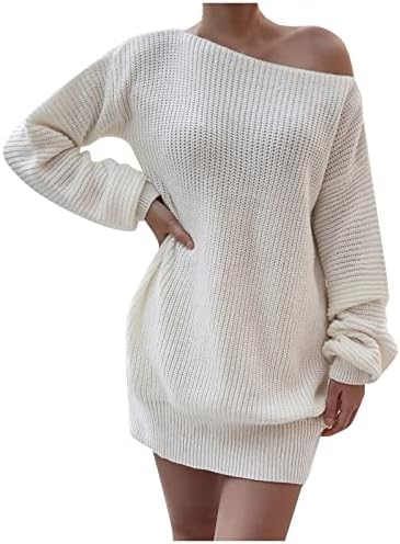 Vestidos de suéter Nokmopo para mulheres 2023 Vestido casual de outono e de inverno Round Roul