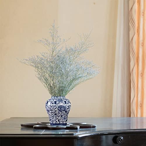 Artline Jingdezhen Jarra de gengibre de cerâmica com tampa, jarro de templo de estilo chinês, vaso decorativo azul e branco para decoração de casa, jarra de armazenamento de cerâmica para decoração de jantar de cozinha em casa