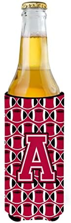 Tesouros de Caroline CJ1079-AMUK Uma letra de futebol Crimson e White Ultra Hugger para latas finas, lata de manga mais fria Máquina lavável Lavagem de bebida Hanga Hanga