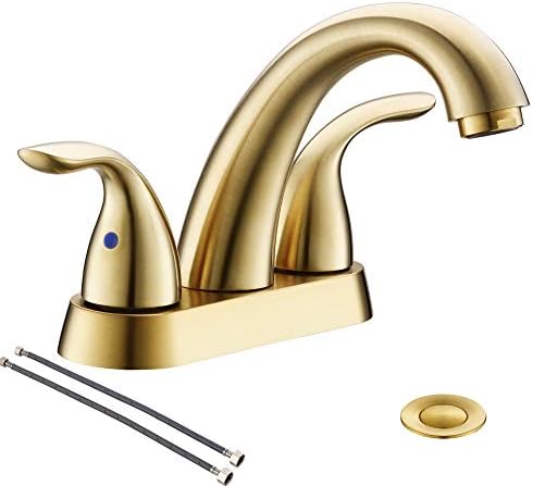 Torneira de banheiro em aço inoxidável de ouro escovado por phiestina, torneira do banheiro com linhas de abastecimento de dreno e água de cobre, SGF05-BG+BF008-5-BG