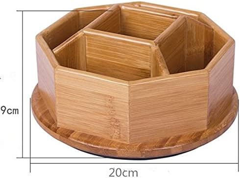 Caixa de armazenamento rotativa 5 slots de bambu de bambu 5 slots decoração de mesa de cosméticos portão de uso múltiplo