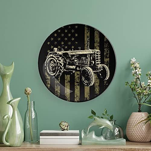 Tractor patriótico Bandeira americana Cerâmica Placas decorativas de China com ornamentos pendurados Pratos de jantar