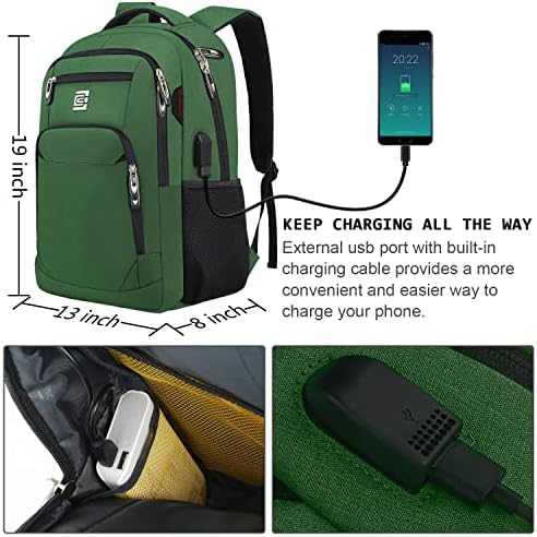 Mochila laptop, viagens de negócios anti -roubo laptops duráveis ​​mochila com porta de carregamento USB, bolsa de computador