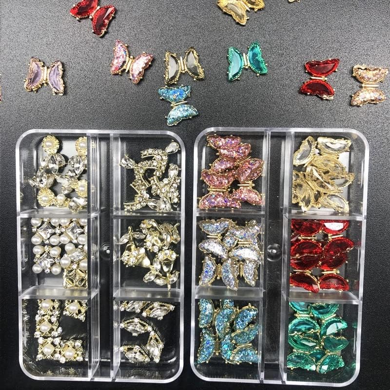 30 PCs/Box 3D Diamond Nail Decorations Metal Jewels Art Rhinestones com caixa de armazenamento transparente para suprimentos