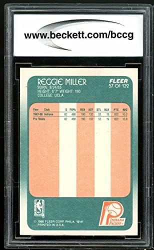 1988-89 FLEER #57 REGGIE MILLER ROOKIE CARD BGS BCCG 9 Perto da Mint+