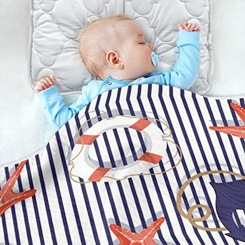 Padrão Marinestyle Blue Baby Cobertors para meninos Super macio macio de criança quente para meninas cobertor de