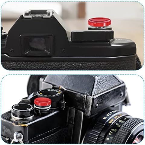 Botão do obturador da câmera Patikil, 2 Pacote Botão de liberação suave do obturador Botão puro da câmera de cobre côncavo adequado para câmera DSLR/SLR, prata