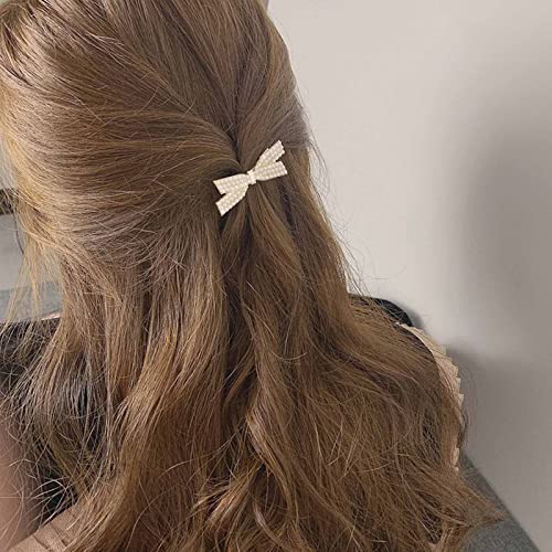 Zeshimb pérola arco clipes de cabelos pérolas vintage pinos de cabelo de arco branco barrette pente de perelha de cabelo de cabelo